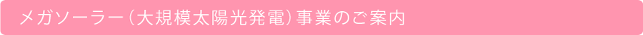 メガソーラー（大規模太陽光発電事業）のご案内